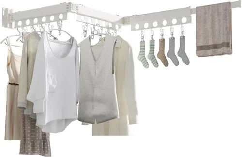 Tendedero plegable para colgar ropa, 3 pliegues, color blanco Blanco triple