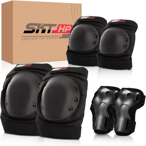 SKT HP Equipo de protección para adultos, rodilleras, coderas, muñequeras para patinaje en línea, ciclismo, patinaje