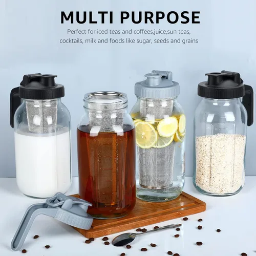 Miniatura 10 de Cafetera de Preparación en Frío Mason - Jarra de Café Helado de 64oz con Cuchara Mezcladora de Acero Inoxidable y Filtro Súper Denso, 3 Pasos