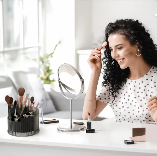 Miniatura 5 de Organizador giratorio de 360° para brochas de maquillaje, 5 ranuras para cosméticos, esmalte de uñas, suministro de arte, cuidado de la piel