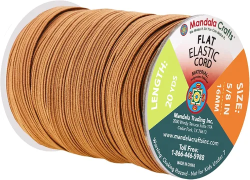 Miniatura 108 de Mandala Crafts - Rollo de cordón elástico plano para costura y manualidades Blanco