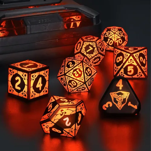Miniatura 8 de Juego de dados LED DND, Juego de dados con luz recargable genial para mazmorras y dragones, dados poliédricos ZHOORQI D y D con caja de carga