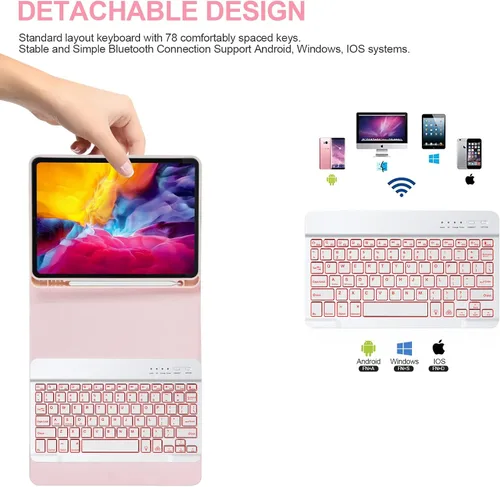 Miniatura 6 de besky Funda de teclado para iPad Air de 11 pulgadas con teclado M3/M2 (2025/2024) y serie Air (6ª/5ª/4ª generación), para iPad Pro 11
