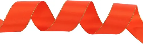 Miniatura 3 de ITIsparkle Cinta de satén de doble cara de 1 pulgada de 25 yardas con bordes dorados, 1 pulgada x 25 yardas - naranja otoñal