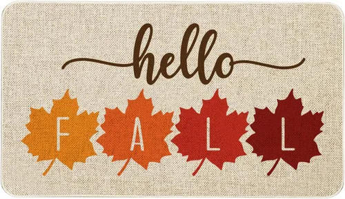 Miniatura 8 de Mloabuc Felpudo decorativo de otoño naranja con texto divertido de calabaza de bienvenida, tapete para interiores, decoración creativa de temporada