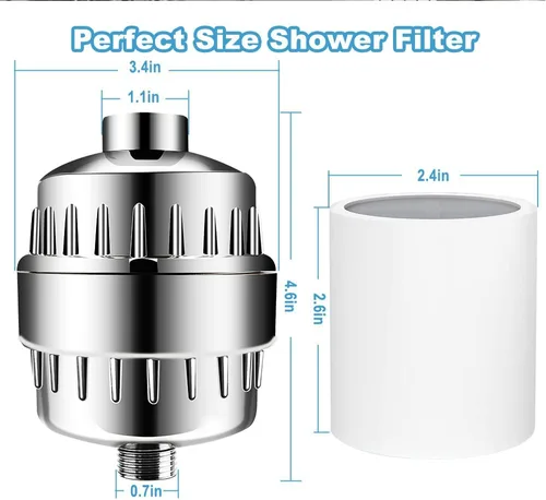 Miniatura 7 de Filtro de ducha, filtro de cabezal de ducha de 20 etapas para agua dura, filtros avanzados de cabezal de ducha, con 3 cartuchos de filtro