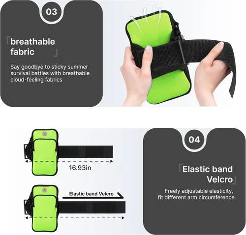 Miniatura 4 de Brazalete para correr, correa deportiva ajustable para correr, brazalete de entrenamiento para iPhone, bolsa de celular para ejercicio, hombres