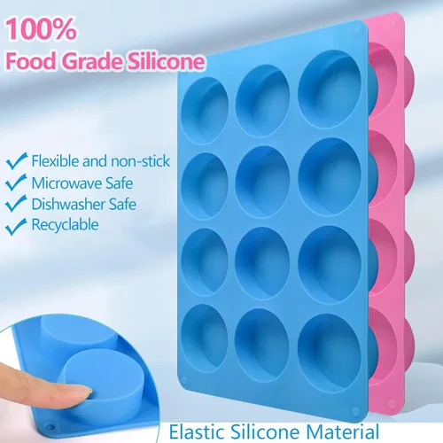 Miniatura 4 de Moldes de silicona para galletas de chocolate redondas, moldes de chocolate cilíndricos de 12 cavidades de SAGOOITS para oreo cubierto, galletas