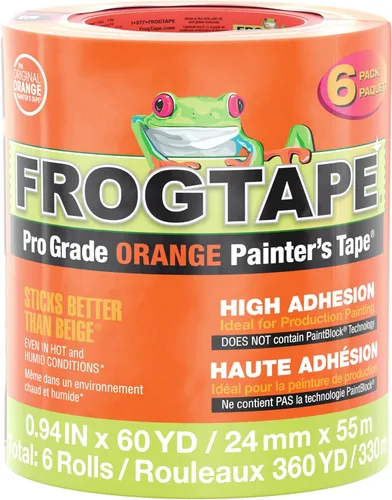 Miniatura 12 de FrogTape ProGrade - Cinta de pintura naranja, 1.5 pulgadas de ancho (1.41 pulgadas x 60 yardas), alta adherencia, cinta de pintura para aplicaciones