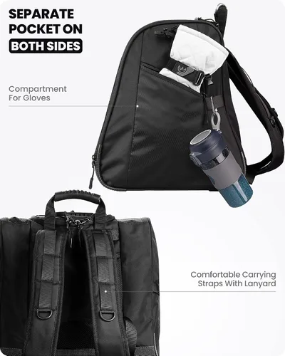 Miniatura 6 de OutdoorMaster Bolsa para botas de esquí de 38L, mochila para botas de snowboard para viajes aéreos con fondo impermeable para casco de esquí, lentes
