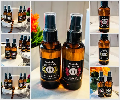 Miniatura 2 de Aerosol de papel higiénico para limpiar, juego de 2 tamaños de viaje, vetiver natural y madera de cedro de limón, botellas de 2 onzas, espray After