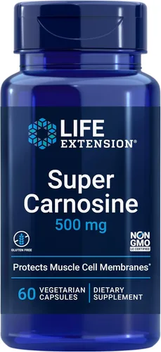 Life Extension Super Carnosina, L-carnosina, luteolina, vitamina B1, apoyo muscular, recuperación del ejercicio, salud cardíaca, sin gluten, sin