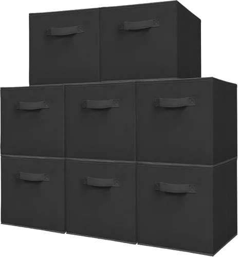 Miniatura 17 de Contenedores de almacenamiento de tela de 11 pulgadas, cubos de almacenamiento plegables, organizador de cubos resistentes para el hogar, oficina