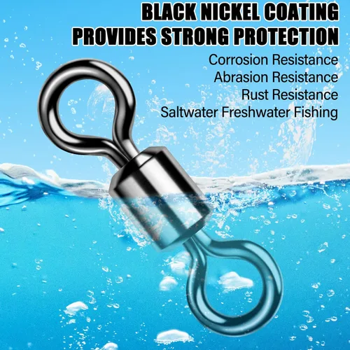 Miniatura 4 de Alwonder Barril de pesca giratorio de 20 a 50 unidades de aparejos de pesca giratorios de agua dulce y salada, giratorios, resistentes, acero