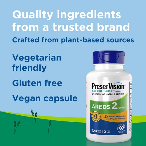 Miniatura 3 de PreserVision AREDS 2 Suplemento vitamínico y mineral para ojos con OCUSorb, 120 cápsulas blandas veganas, contiene luteína, zeaxantina, vitamina C
