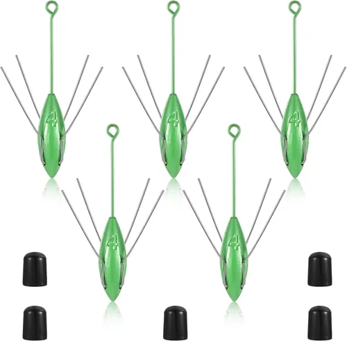 Miniatura 9 de Libima Sputnik Sinker - Pesas de araña de cola larga Sputnik para pesca de pez gato, pesca de mar, arena, océano, playa, verde