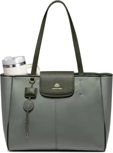 Miniatura 7 de LOVEVOOK Bolsa de mano para laptop para mujer, bolsa de trabajo de nailon con compartimentos para laptop de 15.6 pulgadas, bolso ligero a la moda