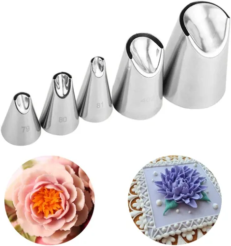 Miniatura 8 de Juego de Boquillas para Glaseado, 3 Boquillas Grandes de Decoración de Acero Inoxidable, Boquillas DIY para Flores de Rosa de Crema, Boquillas