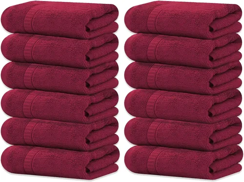 Miniatura 52 de GOLD TEXTILES Toalla 100% algodón, paquete de 12, 13 x 13 pulgadas, color blanco, ultra suave, altamente absorbente, de larga duración y de secado