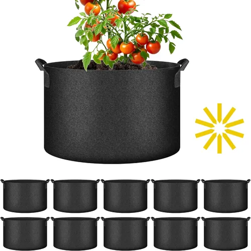 Miniatura 10 de iPower Paquete de 10 bolsas de 3 galones para plantas de tela no tejida gruesa resistente para cultivo de papas, contenedor duradero con aireación