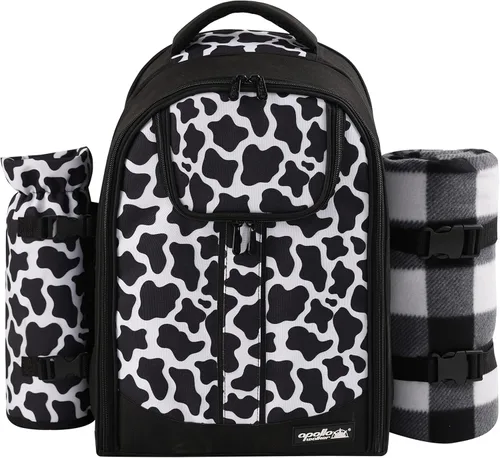 Miniatura 5 de apollo walker - Mochila para picnic para 2 personas con compartimento refrigerado, soporte desmontable para botella/vino, manta de forro polar