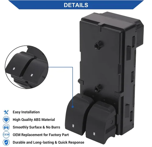 Miniatura 5 de Obaee Botón de interruptor de control de ventana eléctrica para puerta delantera izquierda del conductor Compatible con 2007-2019 Chevy Chevrolet