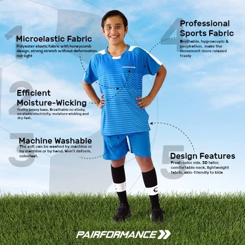 Miniatura 6 de PAIRFORMANCE Conjunto de camisetas de fútbol para niños, uniforme de entrenamiento de equipo deportivo de 6 a 12 años, para niños y niñas, conjunto