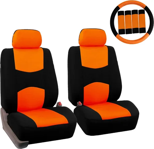 Miniatura 8 de Fundas de asientos para auto de tela lisa y almohadillas para cinturón y volante, diseño universal FH-FB050102 y FH2033, Beige1