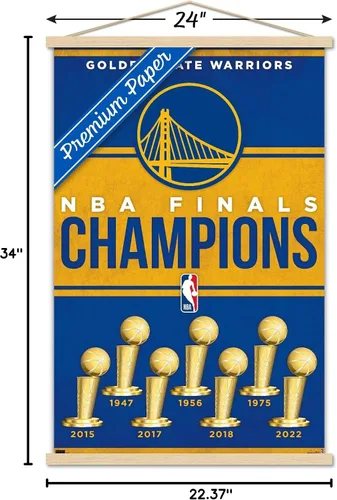 Miniatura 7 de Trends International NBA Golden State Warriors - Póster de pared de Champions 23, 22.37 x 34.00 pulgadas, paquete de impresión premium y colgador