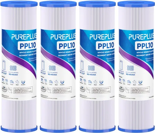 Miniatura 12 de PUREPLUS Filtro de sedimento plisado para toda la casa de 5 micras de 10 x 2.5 pulgadas para agua de pozo, cartucho de repuesto para sistema