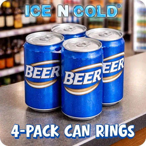 Miniatura 2 de ICE N COLD Paquete de 4 anillos (rollo de 1000 quilates) ajuste universal, se adapta a todas las latas de cerveza/soda de 12 onzas Envío rápido