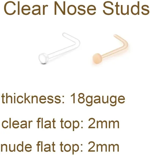 Miniatura 2 de MODRSA 18g 20g Nude Clear Nose Studs for Work Clear Piercing Retainers for Surgery Plastic Septum Retainer 16g Labret Lip Studs Plastic Cartilage