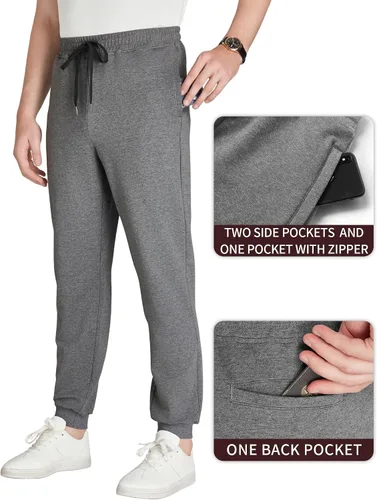 Miniatura 16 de Idtswch 30/32/34/36/38/40. Pantalones deportivos altos para hombre, extra largos, con bolsillos con cremallera