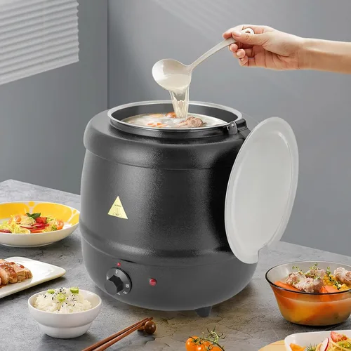 Miniatura 2 de Calentadores de sopa de 10.5 cuartos de galón de calidad comercial con tapa y inserto de acero inoxidable desmontable, calentadores de alimentos