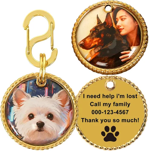 Miniatura 9 de Etiquetas para Perros Golden Retriever Personalizadas para Mascotas Etiqueta de Identificación de Nombre de Perro Grabada Personalizada de Cobre 023