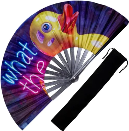 Miniatura 8 de Ventilador de mano decorativo para rave, grandes abanicos plegables para festivales, Drag Queen y Burlesque, bonitos accesorios holográficos