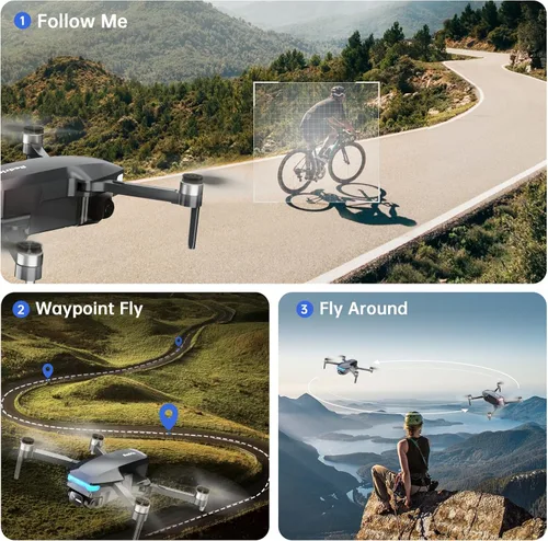 Miniatura 6 de Drones GPS con cámara para adultos 4K, menos de 8.78 oz, 45 minutos de vuelo, motor sin escobillas, luz, seguimiento automático, toque volar y volar