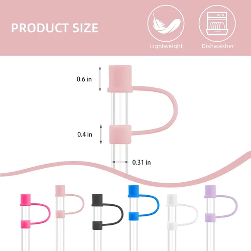 Miniatura 3 de Paquete de 6 Cubrepajitas, Adecuadas para Todas las Tazas con un Diámetro de Pajita de 0.31in/8mm, Tapas de Silicona a Prueba de Polvo