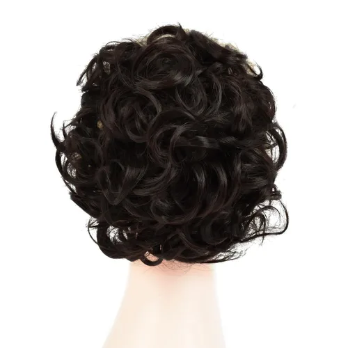 Miniatura 3 de Rose bud Extensiones de moño rizado para mujer, estilo coletero, peinetas sintéticas en moño desordenado, color marrón oscuro 4A# Marrón oscuro