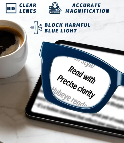 Miniatura 6 de Hubeye Oprah Style - Lentes de lectura para mujeres y hombres, bloqueo de luz azul, para computadora con bisagra de resorte Negro