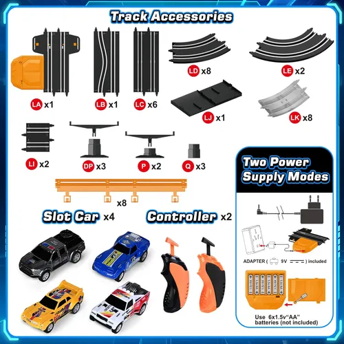Miniatura 7 de Conjuntos de Pista de Carreras de Coches de Ranura con 4 Coches de Ranura, Regalos de Cumpleaños y Navidad Ideales para Niños, Edades 6 7 8-12