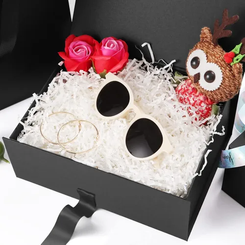Miniatura 2 de JINMING 6 cajas de regalo con cinta de 9 x 6.5 x 3.8 pulgadas, cajas negras para regalos, cajas de propuesta de padrinos de boda para el día