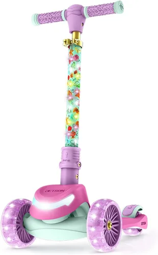 Jetson Character Kids Kick Scooter, luces LED en vástago y ruedas iluminadas, marco ligero, manubrio ajustable en altura, sistema de inclinación