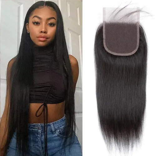 Miniatura 7 de Pelucas de encaje frontal de 13x4, de oreja a oreja, con cierre recto, cabello humano liso brasileño, con abuelitos, prearrancadas, con densidad