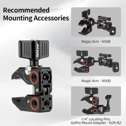 Miniatura 6 de Nitze Super Abrazadera para cámara, con tornillos y adaptadores de rosca, abrazadera de cangrejo para cámaras, Unbrellas, trípodes, barras