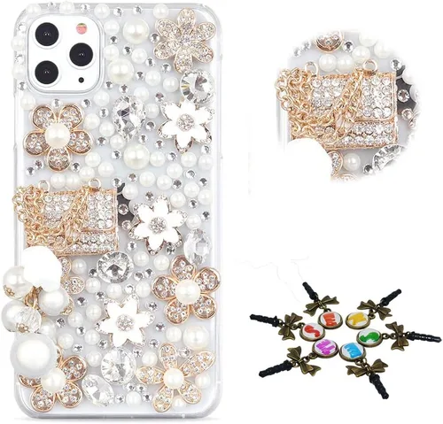 Miniatura 37 de Sparkle - Funda para teléfono compatible con Samsung Galaxy A12, elegante, hecha a mano en 3D, diseño de diamantes de imitación, diseño de diamantes