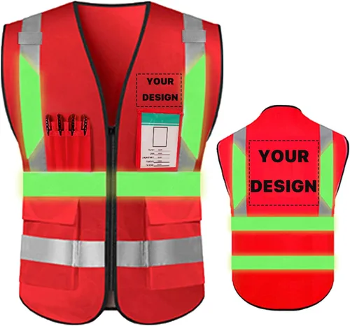 Miniatura 26 de Chaleco de seguridad de alta visibilidad reflectante, personaliza tu logotipo, ropa de trabajo de seguridad con tiras reflectantes y bolsillos A