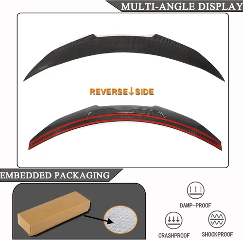 Miniatura 7 de Alerón de maletero de fibra de carbono real para Infiniti Q60 Q60S Coupe 2017-2023 Tapa trasera de arranque Highkick Wing Lip Factory Outlet