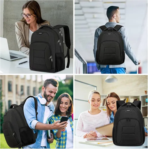 Miniatura 6 de Mochila negra para laptop para hombres y mujeres, mochilas escolares para adolescentes y niñas, mochila ligera para artículos personales, bolsa