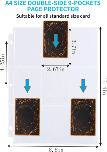 Miniatura 2 de Protector de páginas de 9 bolsillos – 648 bolsillos premium de doble cara fundas para tarjetas de intercambio de páginas para carpeta de 3 anillas